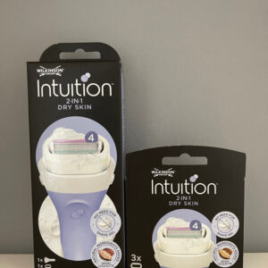 4x Wilkinson Intuition DrySkin Rasierklingen + Rasierer mit Cocoa Butter NEU OVP