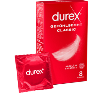 8 st Durex Gefühlsecht Classic Kondome – reguläre Passform Neu & OVP