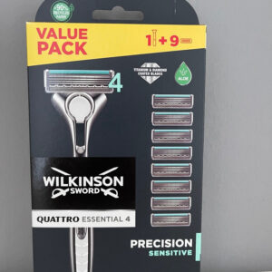 9x Wilkinson Quattro Essential 4 Precision Sensitive Rasierklingen + Rasier NEU