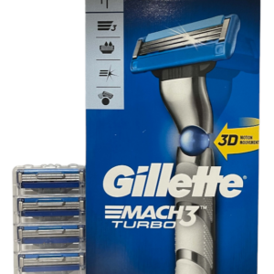 5 Gillette MACH3 Turbo Rasierklingen, + Rasierer 3D, Original Klingen